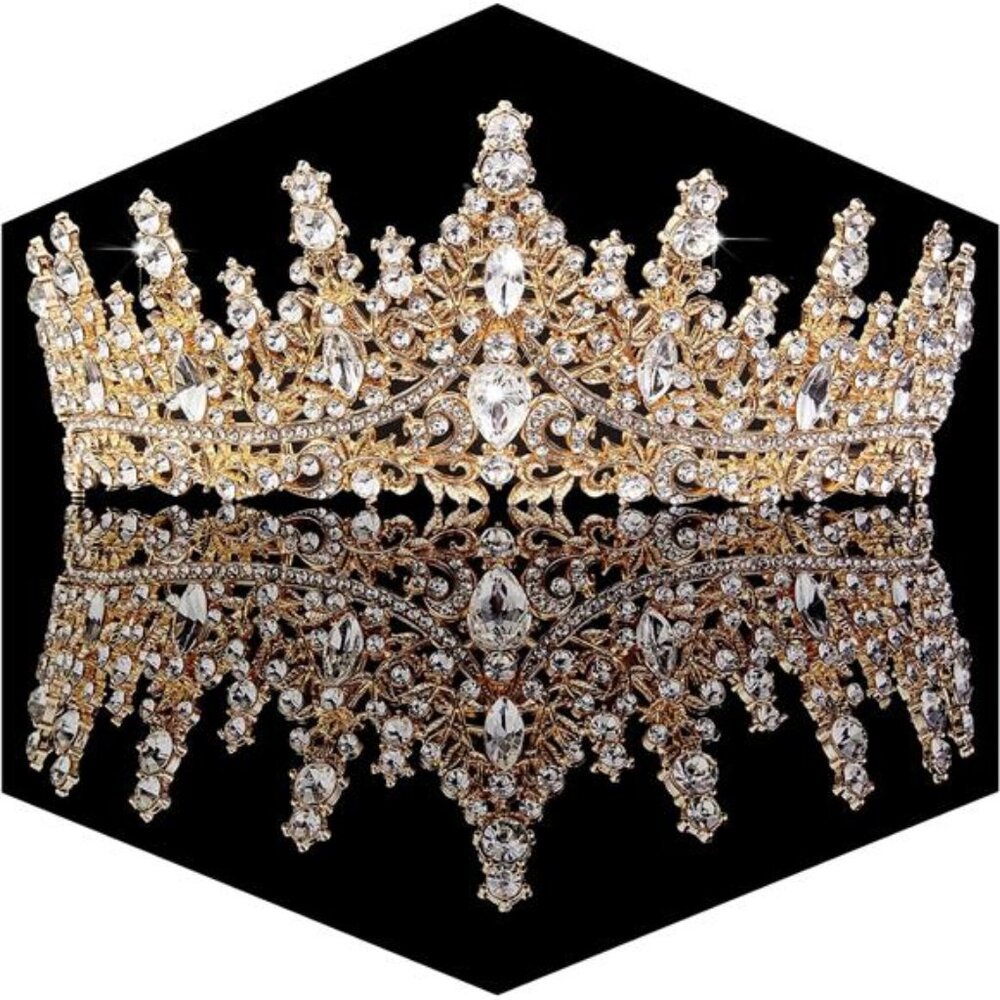 Gold Crown for Women Crystal Princess Tiaras Rhinestone Queen Headband Wedding
